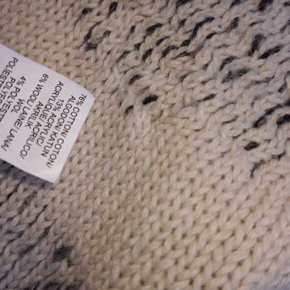 Lucky Brand M WhiteGray Knitted Lngslvs CottonWool Women's SweaterOpenedCardigan - Picture 8 of 10